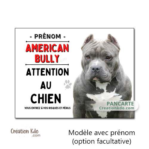 panneau je monte la garde american bully gris attention au chien plaque pancarte portail