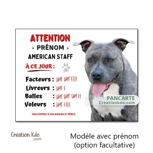 panneau staff je monte la garde plaque attention au chien à ce jour humour american staffordshire