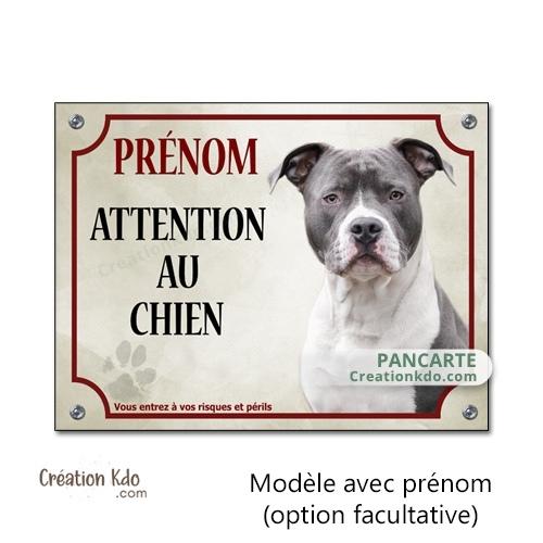 plaque american staff attention au chien panneau portail je monte la garde amstaff Staffordshire personnalisée