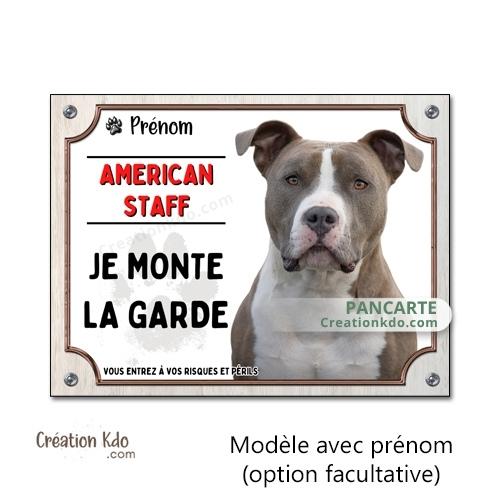 plaque american staff je monte la garde panneau amstaff stafforshire portail chien