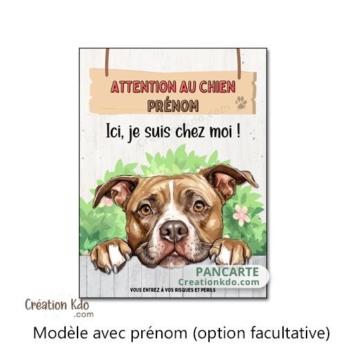 plaque american staff attention au chien panneau portail je monte la garde amstaff Staffordshire