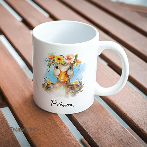 Mug Canard avec une couronne de fleurs