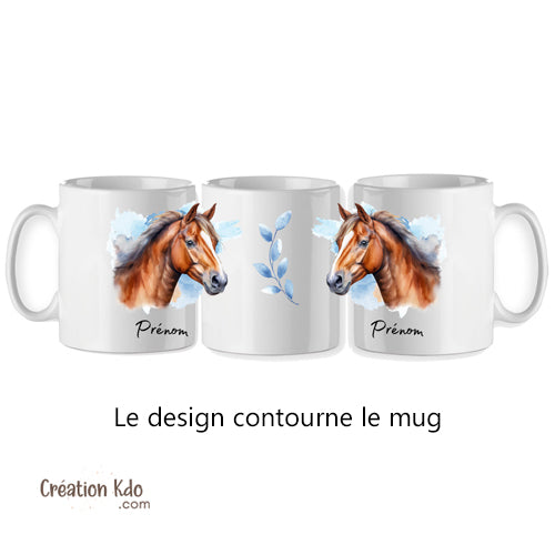 mug cheval tasse cadeau personnalisé prénom motif chevaux équitation