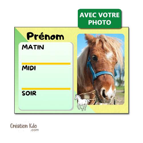 Plaque de box cheval ou poney ration, personnalisée photo panneau écurie régime alimentaire nutrition