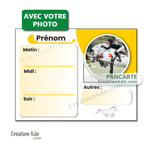 Plaque de box ration effaçable, personnalisée panneau écurie avec votre photo thème jaune