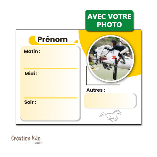 Plaque de box ration effaçable, personnalisée panneau écurie avec votre photo thème jaune