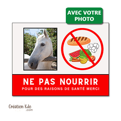 plaque ne pas nourrir cheval personnalisée photo panneau écurie animaux