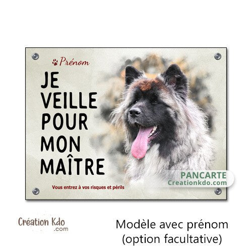 panneau akita américain poil long plaque chien je monte la garde veille pour mon maitre