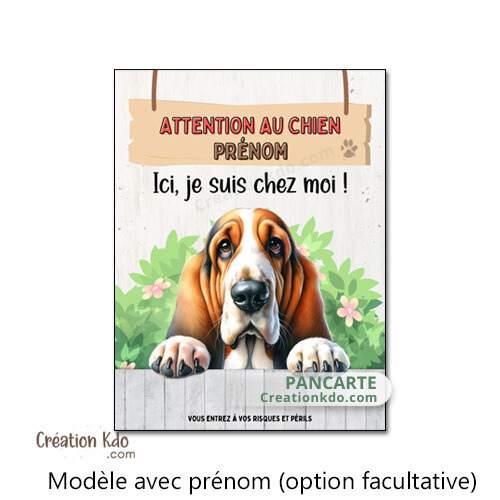 plaque attention au chien basset hound je monte la garde panneau pancarte