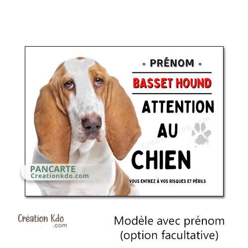panneau attention au chien basset hound plaque je monte la garde pancarte