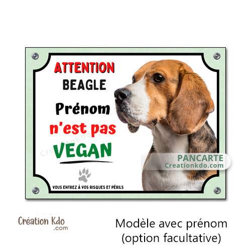 plaque beagle attention au chien pas vegan panneau portail je monte la garde