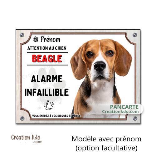 plaque beagle humour alarme panneau chien portail je monte la garde