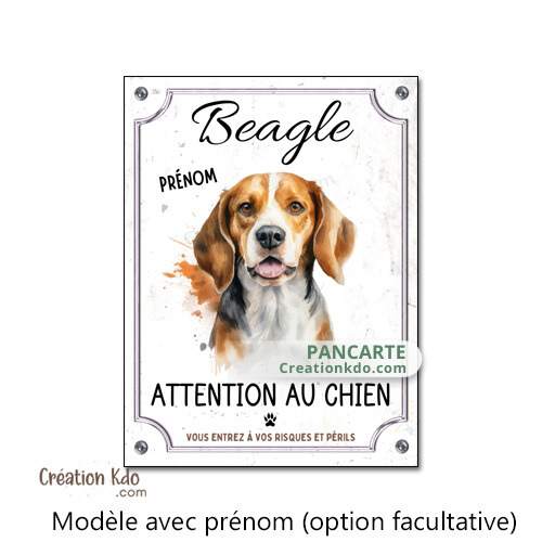 plaque attention au chien beagle panneau portail chien je monte la garde