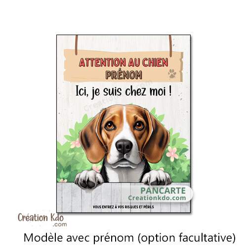 panneau attention au chien beagle plaque je monte la garde
