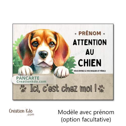 plaque attention au chien beagle panneau portail chien c'est chez moi je monte la garde