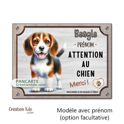plaque attention au chien merci beagle panneau portail