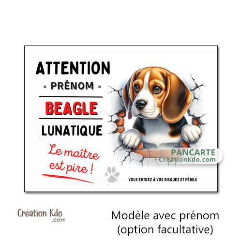 panneau chien lunatique beagle je monte la garde plaque