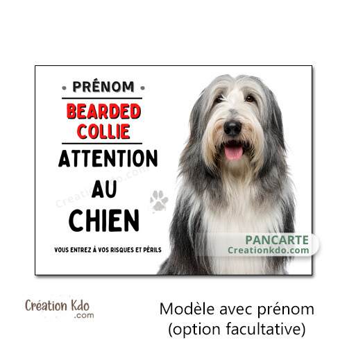 bearded collie panneau je monte la garde plaque attention au chien collie barbu