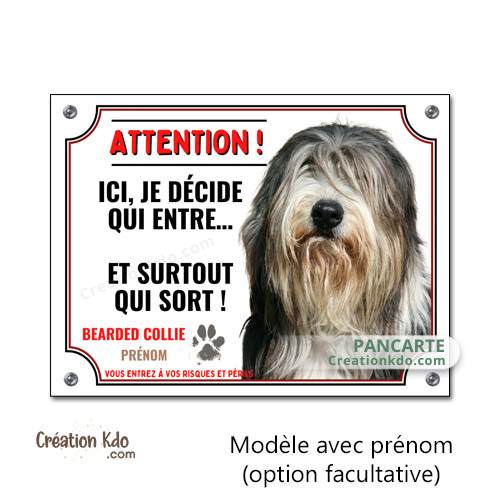 bearded collie barbu colley panneau je monte la garde humour entre qui veut