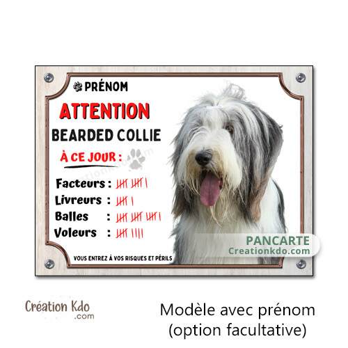 bearded collie barbu colley panneau je monte la garde humour chien à ce jour