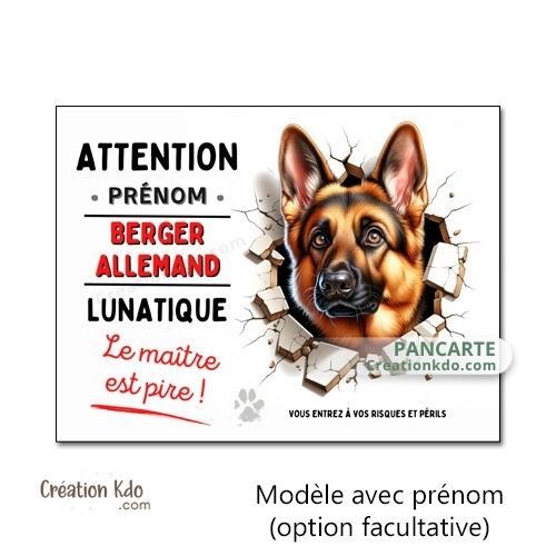 berger allemand plaque attention au chien lunatique panneau portail je monte la garde