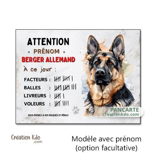 berger allemand plaque attention au chien panneau portail je monte la garde