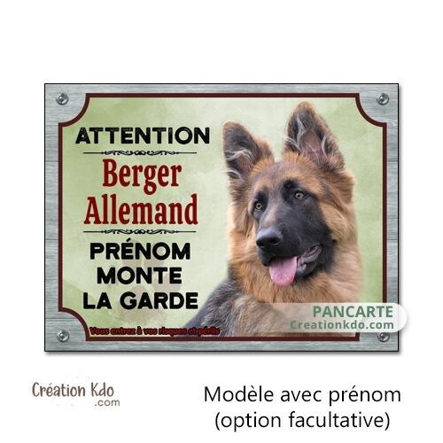 plaque attention au chien berger allemand poil long panneau portail je monte la garde