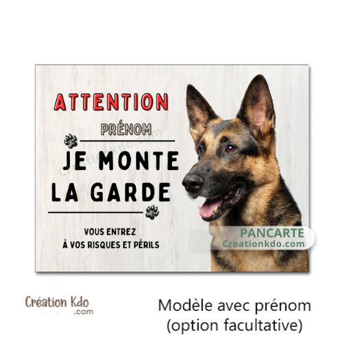 plaque je monte la garde berger allemand panneau portail chien pancarte personnalisée