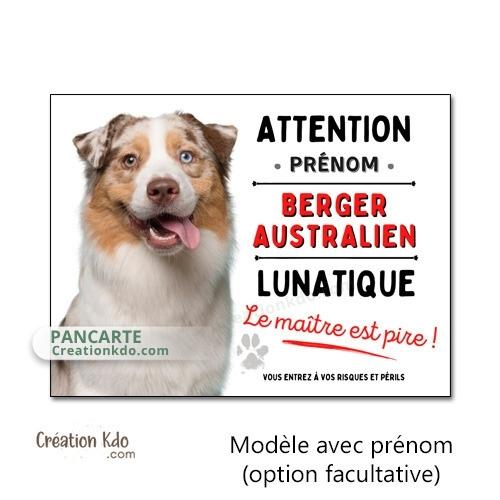 berger australien rouge merle plaque attention au chien panneau portail je monte la garde personnalisé photo