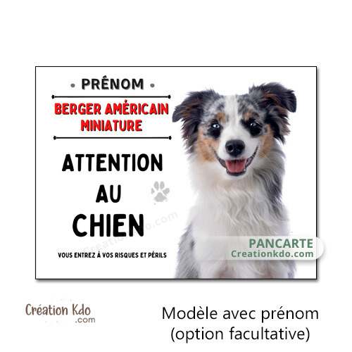 berger américain miniature panneau attention au chien je monte la garde plaque