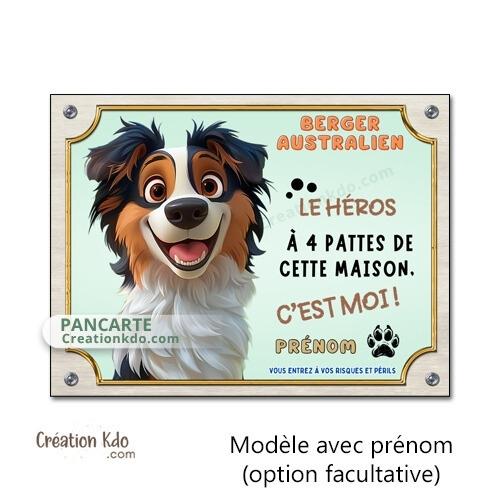 berger australien humour plaque cartoon attention au chien panneau portail je monte la garde