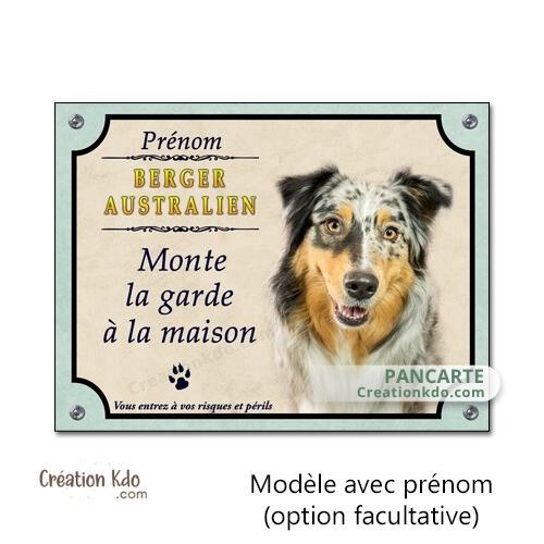 berger australien panneau attention au chien plaque portail je monte la garde
