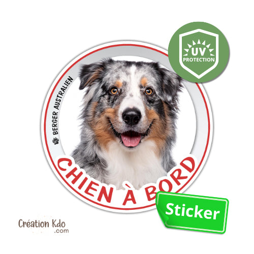 sticker photo berger australien chien à bord autocollant de voiture disque rond