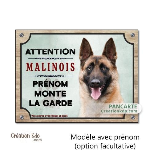 plaque attention malinois monte la garde panneau chien portail berger belge pancarte personnalisée