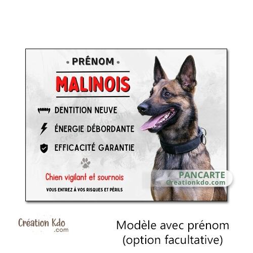 panneau malinois attention au chien berger belge plaque portail je monte la garde