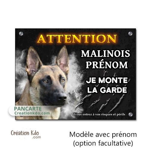 panneau malinois attention au chien berger belge plaque portail je monte la garde