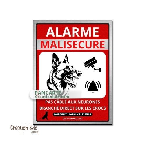plaque chien alarme malisecure malisure panneau humour je monte la garde pancarte