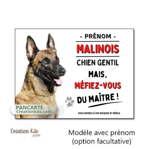 plaque malinois chien gentil méfiez-vous du maitre panneau monte la garde