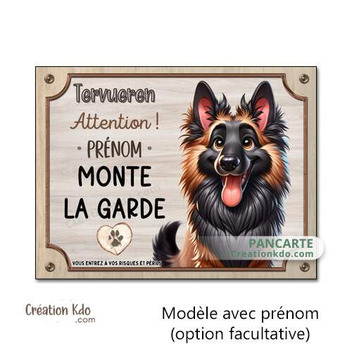 panneau tervueren attention au chien plaque je monte la garde malinois personnalisable