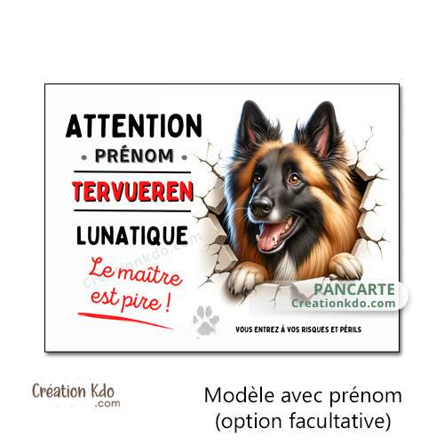 plaque tervueren charboné je monte la garde chien panneau portail