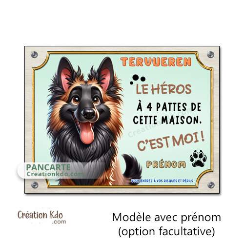 panneau tervueren attention au chien plaque je monte la garde malinois personnalisable