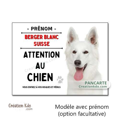 plaque chien vigilant berger blanc suisse panneau portail je monte la garde