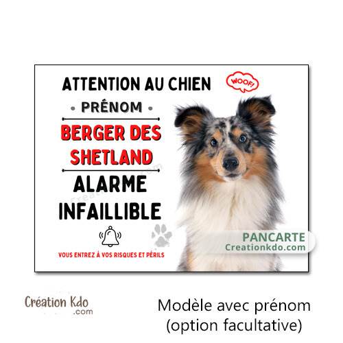 berger des shetland merle panneau attention au chien plaque monte la garde pancarte