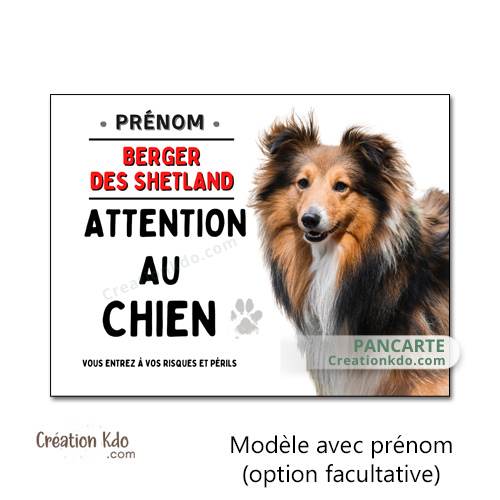berger des shetland panneau attention au chien plaque monte la garde