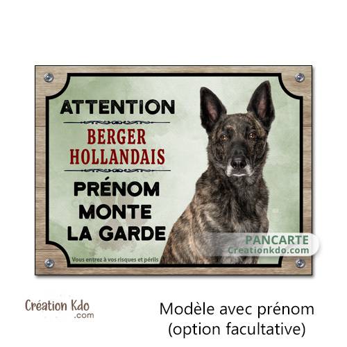 plaque attention au chien berger hollandais panneau portail monte la garde pancarte