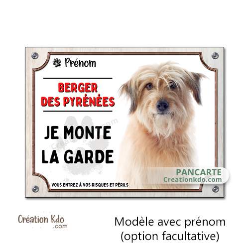 panneau chien berger des pyrénées plaque je monte la garde