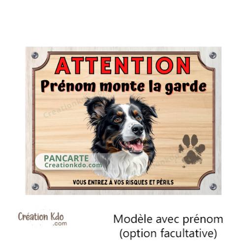 Plaque Border Collie Je monte la garde panneau Attention au chien portail personnalisé avec photo texte