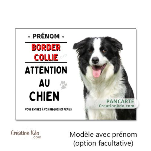 attention au chien plaque border collie monte la garde panneau