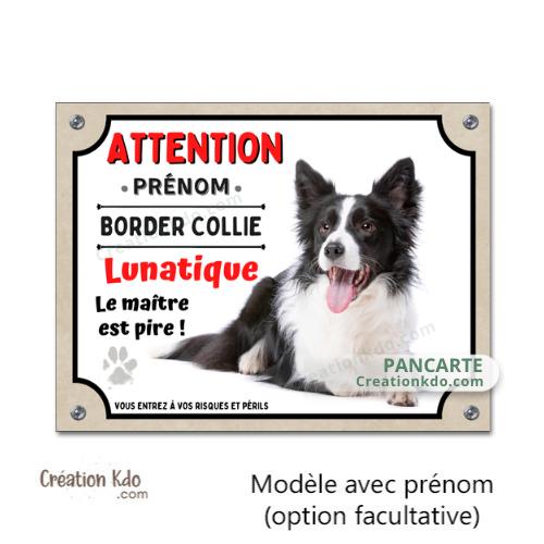 panneau border collie attention au chien portail plaque je monte la garde pancarte humour lunatique