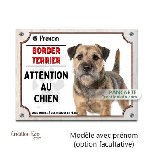Plaque Border Terrier Attention au chien panneau pancarte dissuasive pour portail je monte la garde photo